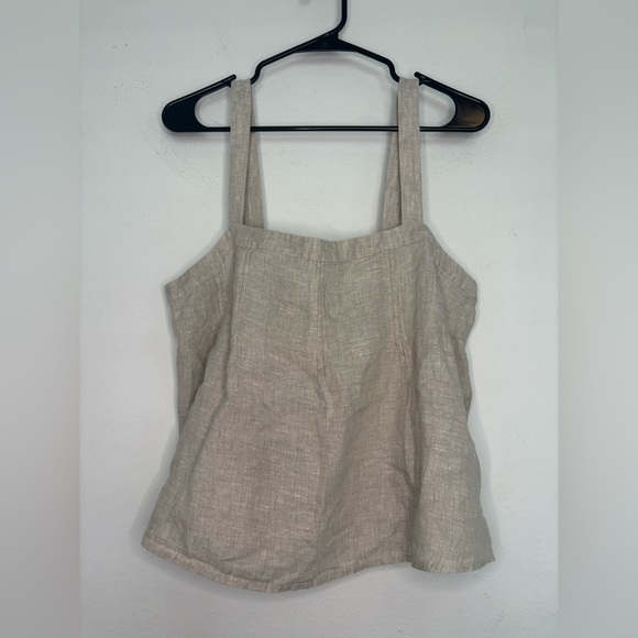 J. Crew Tops - J. CREW NWT BEIGE 100% LINEN BUTTON STRAP CAMI BLOUSE SZ LARGE